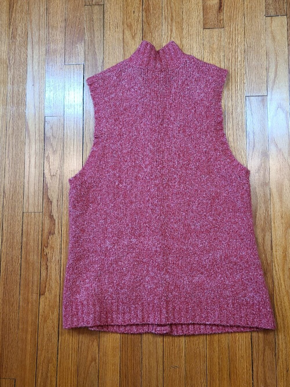 L.L. Bean Cable Knit Sweater Vest Mock Neck Button Up Red XL - Picture 4 of 5